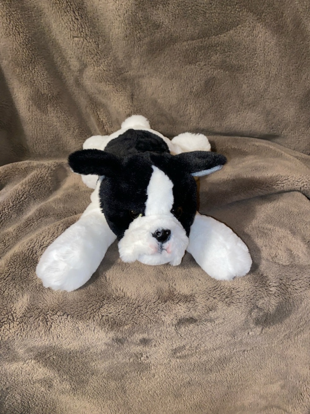 FAO Schwarz Black and White Plush Boston Terrier